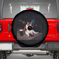 Funny Cigarette And Drinking Irish Stout Beer Cat Meme Spare Tire Cover