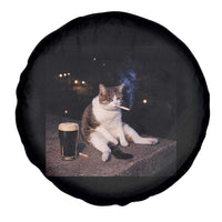 Funny Cigarette And Drinking Irish Stout Beer Cat Meme Spare Tire Cover