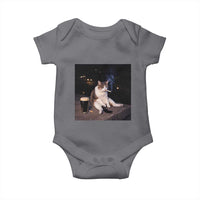 Funny Cigarette And Drinking Irish Stout Beer Cat Meme Baby Onesie
