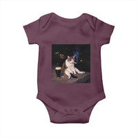 Funny Cigarette And Drinking Irish Stout Beer Cat Meme Baby Onesie