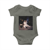 Funny Cigarette And Drinking Irish Stout Beer Cat Meme Baby Onesie