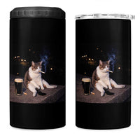 Funny Cigarette And Drinking Irish Stout Beer Cat Meme 4 in 1 Can Cooler Tumbler