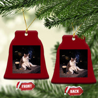 Funny Cigarette And Drinking Irish Stout Beer Cat Meme Ceramic Ornament