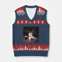 Funny Cigarette And Drinking Irish Stout Beer Cat Meme V-Neck Knit Sweater Vest