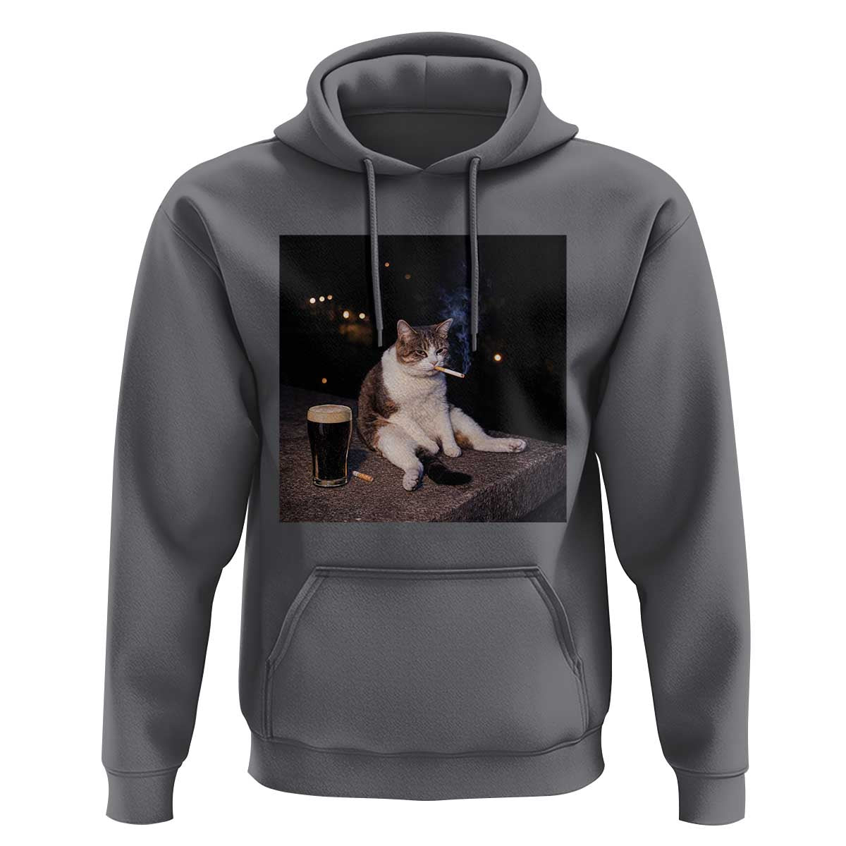Funny Cigarette And Drinking Irish Stout Beer Cat Meme Hoodie