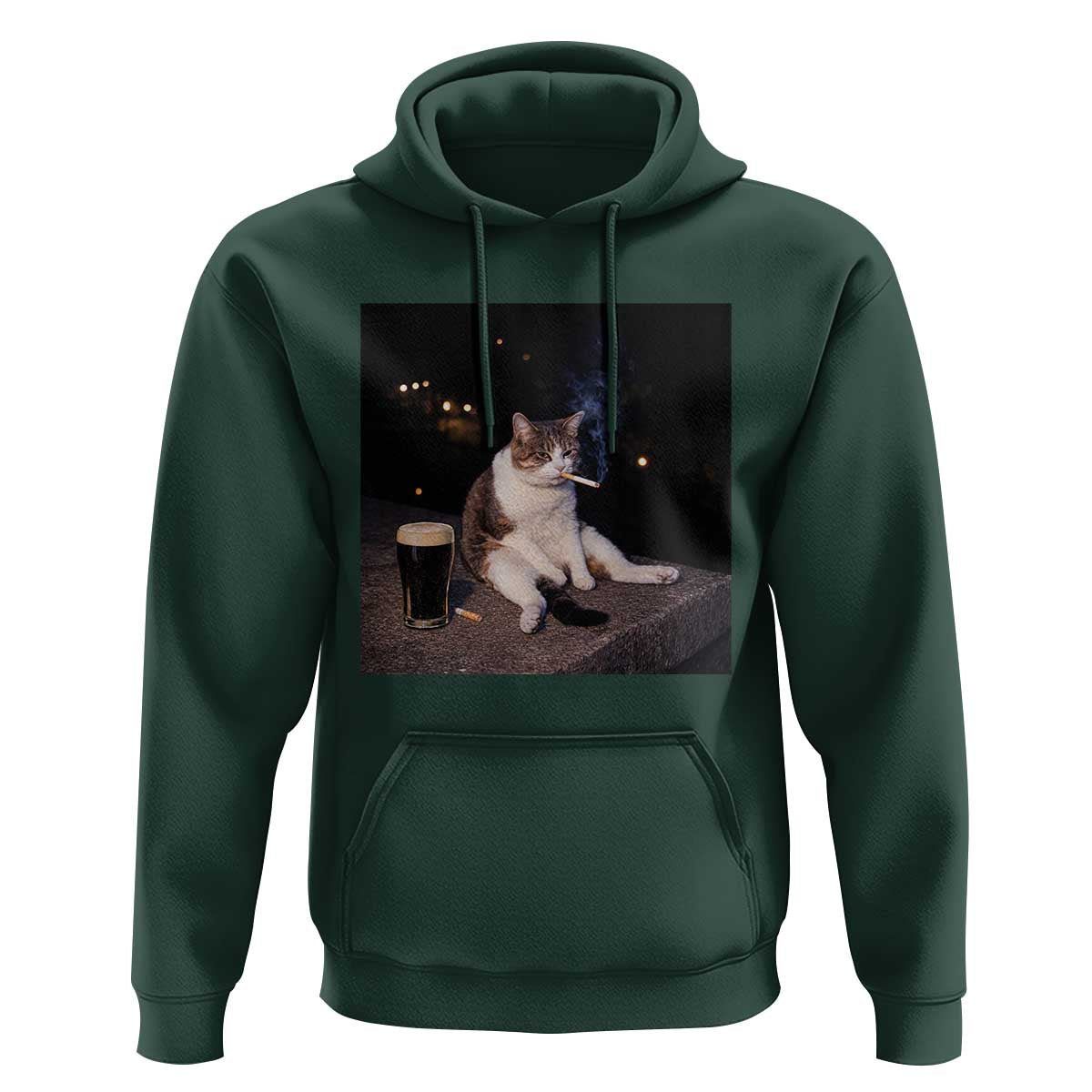 Funny Cigarette And Drinking Irish Stout Beer Cat Meme Hoodie
