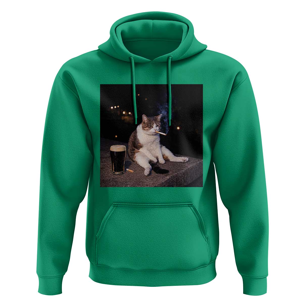 Funny Cigarette And Drinking Irish Stout Beer Cat Meme Hoodie