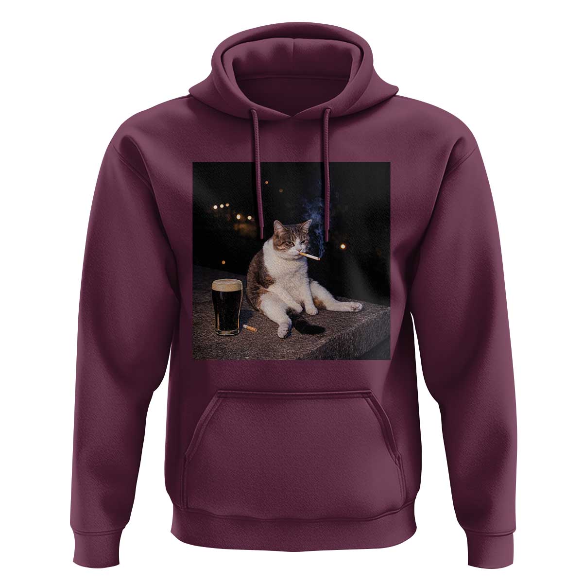 Funny Cigarette And Drinking Irish Stout Beer Cat Meme Hoodie
