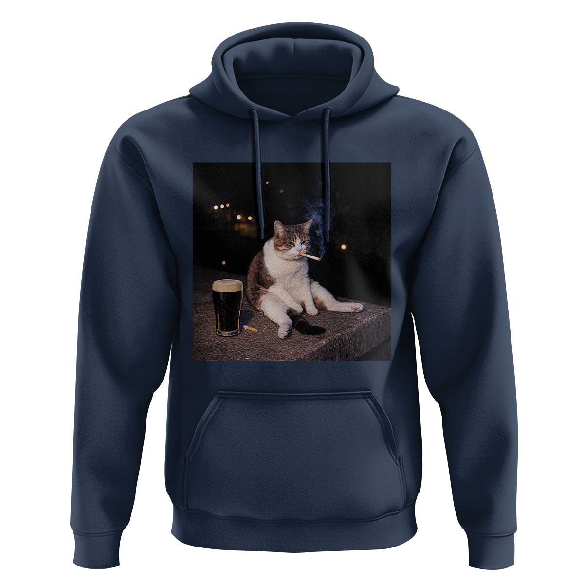 Funny Cigarette And Drinking Irish Stout Beer Cat Meme Hoodie
