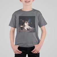 Funny Cigarette And Drinking Irish Stout Beer Cat Meme T Shirt For Kid