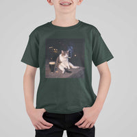 Funny Cigarette And Drinking Irish Stout Beer Cat Meme T Shirt For Kid