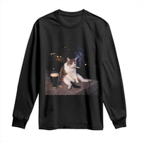 Funny Cigarette And Drinking Irish Stout Beer Cat Meme Long Sleeve Shirt