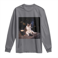 Funny Cigarette And Drinking Irish Stout Beer Cat Meme Long Sleeve Shirt