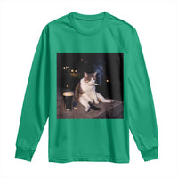 Funny Cigarette And Drinking Irish Stout Beer Cat Meme Long Sleeve Shirt