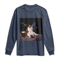 Funny Cigarette And Drinking Irish Stout Beer Cat Meme Long Sleeve Shirt