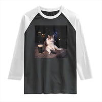 Funny Cigarette And Drinking Irish Stout Beer Cat Meme Raglan Shirt