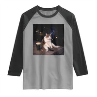 Funny Cigarette And Drinking Irish Stout Beer Cat Meme Raglan Shirt