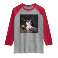 Funny Cigarette And Drinking Irish Stout Beer Cat Meme Raglan Shirt