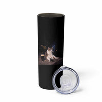 Funny Cigarette And Drinking Irish Stout Beer Cat Meme Skinny Tumbler