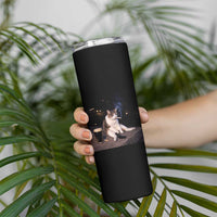Funny Cigarette And Drinking Irish Stout Beer Cat Meme Skinny Tumbler