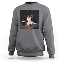 Funny Cigarette And Drinking Irish Stout Beer Cat Meme Sweatshirt