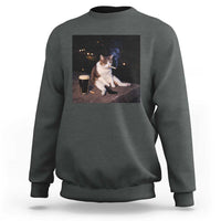 Funny Cigarette And Drinking Irish Stout Beer Cat Meme Sweatshirt