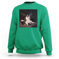Funny Cigarette And Drinking Irish Stout Beer Cat Meme Sweatshirt