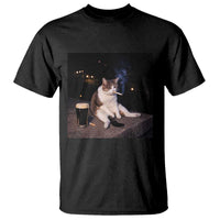 Funny Cigarette And Drinking Irish Stout Beer Cat Meme T Shirt