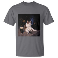 Funny Cigarette And Drinking Irish Stout Beer Cat Meme T Shirt