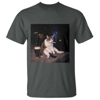 Funny Cigarette And Drinking Irish Stout Beer Cat Meme T Shirt