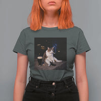 Funny Cigarette And Drinking Irish Stout Beer Cat Meme T Shirt For Women