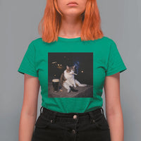 Funny Cigarette And Drinking Irish Stout Beer Cat Meme T Shirt For Women