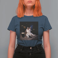 Funny Cigarette And Drinking Irish Stout Beer Cat Meme T Shirt For Women