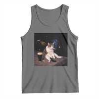 Funny Cigarette And Drinking Irish Stout Beer Cat Meme Tank Top