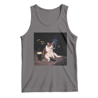 Funny Cigarette And Drinking Irish Stout Beer Cat Meme Tank Top