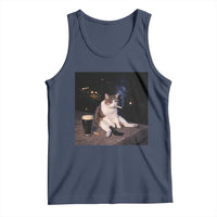 Funny Cigarette And Drinking Irish Stout Beer Cat Meme Tank Top