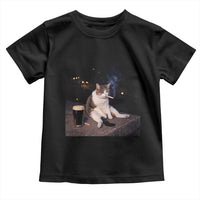 Funny Cigarette And Drinking Irish Stout Beer Cat Meme Toddler T Shirt