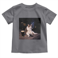Funny Cigarette And Drinking Irish Stout Beer Cat Meme Toddler T Shirt