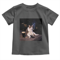 Funny Cigarette And Drinking Irish Stout Beer Cat Meme Toddler T Shirt