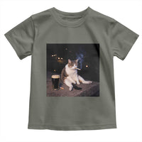 Funny Cigarette And Drinking Irish Stout Beer Cat Meme Toddler T Shirt
