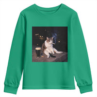 Funny Cigarette And Drinking Irish Stout Beer Cat Meme Youth Sweatshirt