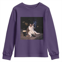Funny Cigarette And Drinking Irish Stout Beer Cat Meme Youth Sweatshirt