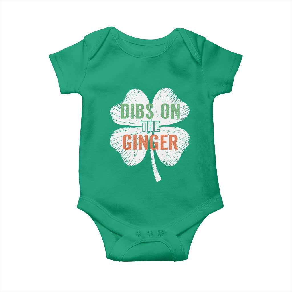 Funny St Patricks Day Dibs On The Ginger Baby Onesie Irish Redhead Shamrock