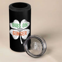 Funny St Patricks Day Dibs On The Ginger 4 in 1 Can Cooler Tumbler Irish Redhead Shamrock