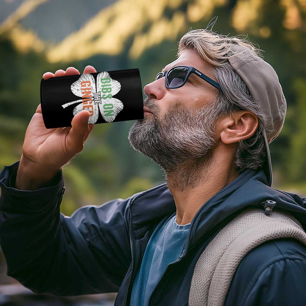 Funny St Patricks Day Dibs On The Ginger 4 in 1 Can Cooler Tumbler Irish Redhead Shamrock