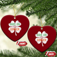 Funny St Patricks Day Dibs On The Ginger Ceramic Ornament Irish Redhead Shamrock
