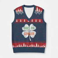 Funny St Patricks Day Dibs On The Ginger V-Neck Knit Sweater Vest Irish Redhead Shamrock
