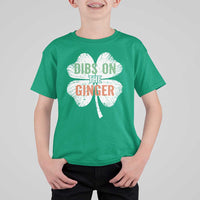 Funny St Patricks Day Dibs On The Ginger T Shirt For Kid Irish Redhead Shamrock