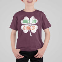 Funny St Patricks Day Dibs On The Ginger T Shirt For Kid Irish Redhead Shamrock