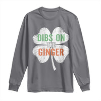Funny St Patricks Day Dibs On The Ginger Long Sleeve Shirt Irish Redhead Shamrock
